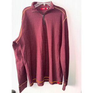 AGAVE Pullover Mens Large Maroon 1/4 Zip Julias Sweater Casual USA Made